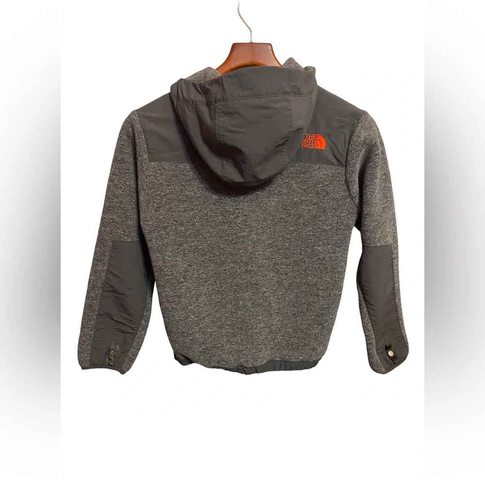 North Face Jacket Boys Medium Gray Denali Fleece Grid Polartec Full Zip Winter
